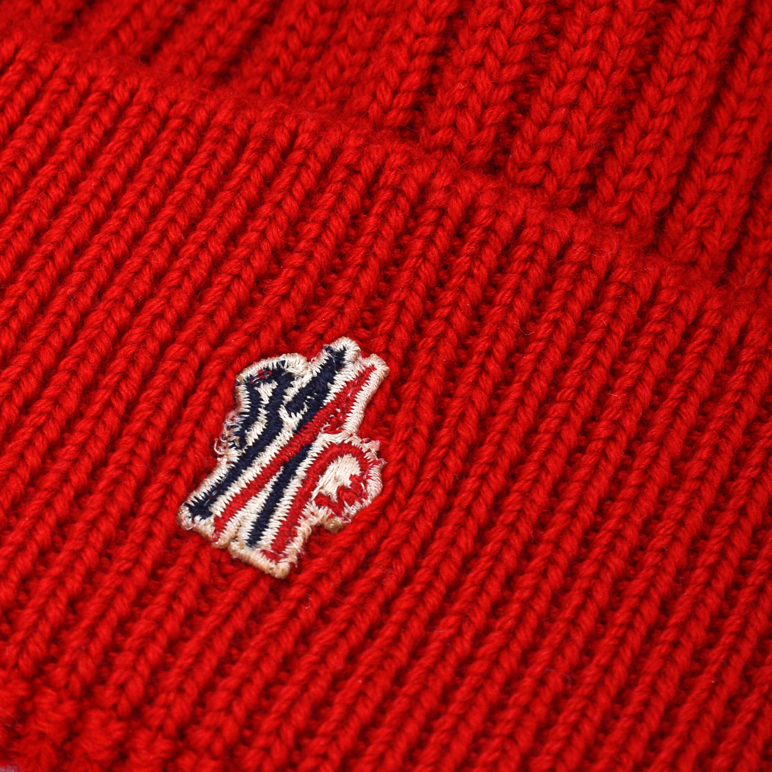 Moncler- Red Logo Wool Beanie 